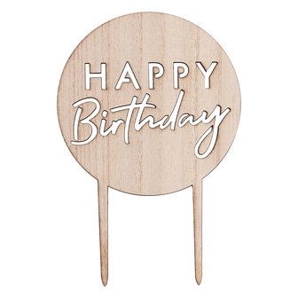 Ginger Ray Wooden Happy Birthday Cake Topper