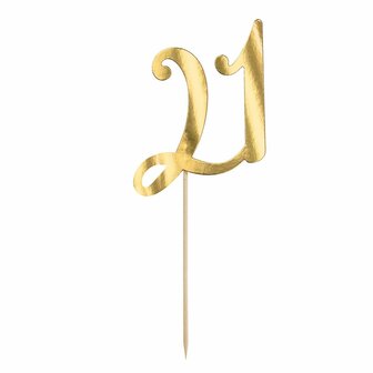 PartyDeco Caketopper 21 Goud