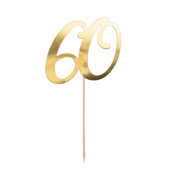 PartyDeco Caketopper 60 Goud