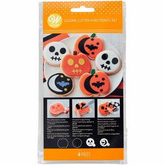 Wilton Uitsteker &amp; Stencil Set Halloween Set/4