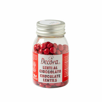 Decora Mini Melkchocolade Pastilles 80g - Rood