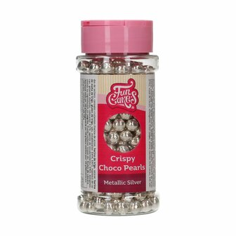 FunCakes Crispy Choco Pearls - Metallic Silver 60g