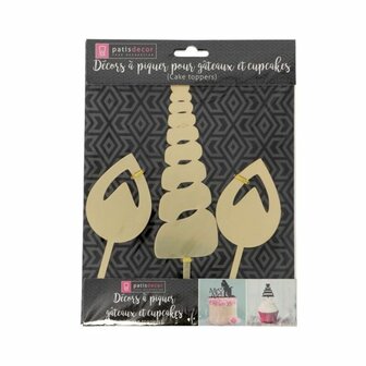 PATISDECOR Gouden Unicorn Cake Topper Set/3