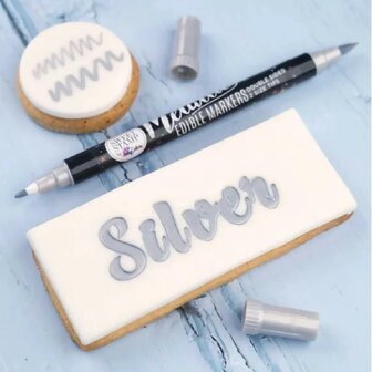 Sweet Stamp Stift Eetbare Inkt Dubbelzijdig Metallic Zilver