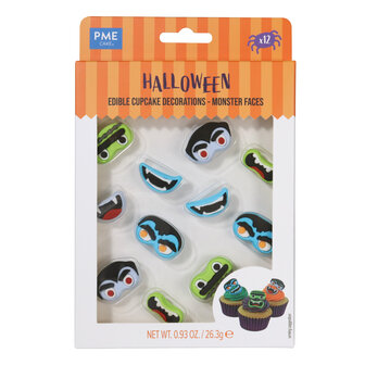 PME Halloween Suikerdecoraties - Monster Gezichten (12 stuks)