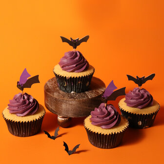 PME Halloween Cupcakevormpjes &amp; Toppers Set van 48 - Vleermuizen