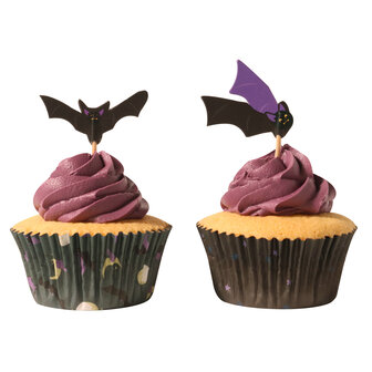 PME Halloween Cupcakevormpjes &amp; Toppers Set van 48 - Vleermuizen