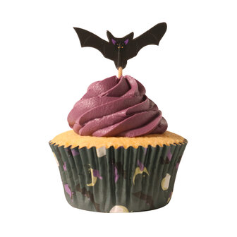 PME Halloween Cupcakevormpjes &amp; Toppers Set van 48 - Vleermuizen