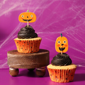 PME Halloween Cupcakevormpjes &amp; Toppers Set van 48 - Jack-o-Lantern