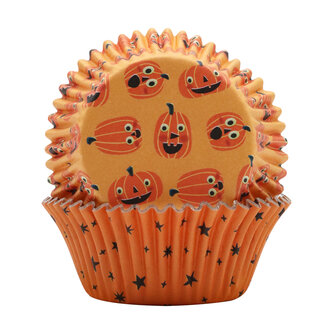 PME Halloween Cupcakevormpjes &amp; Toppers Set van 48 - Jack-o-Lantern