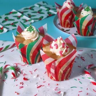 PME Kerst Tulpmuffinvormpjes - Candy Cane (24 stuks)