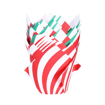 PME Kerst Tulpmuffinvormpjes - Candy Cane (24 stuks)