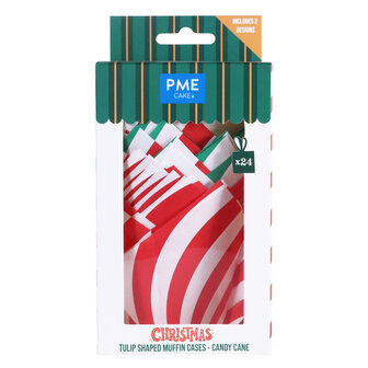 PME Kerst Tulpmuffinvormpjes - Candy Cane (24 stuks)