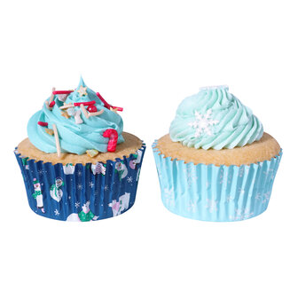 PME Kerst Cupcake Vormpjes&nbsp;- Sneeuwpop (60 stuks)