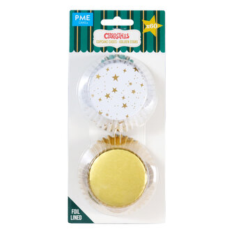 PME Kerst Cupcake Vormpjes&nbsp;- Gouden Sterren (60 stuks)