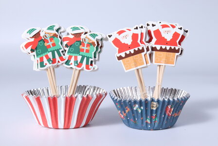 PME Kerst Cupcakevormpjes &amp; Topper Set/24 - De Kerstman