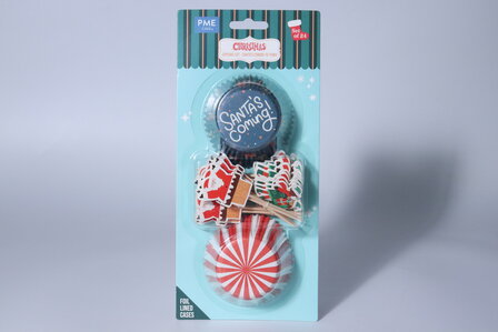 PME Kerst Cupcakevormpjes &amp; Topper Set/24 - De Kerstman