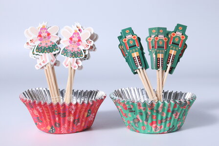 PME Kerst Cupcakevormpjes &amp; Topper Set/24 - Notenkraker