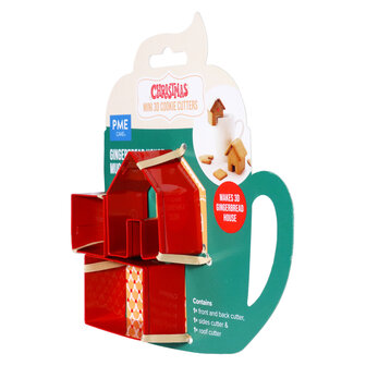 PME Kerst Koekjesuitstekers - Mini Peperkoekhuis - Mokhouder (Set van 3)