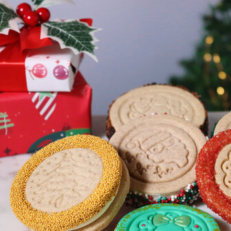 PME Kerst Set van 7 Embossing Stempels voor Koekjes - Vrolijk Kerstfeest