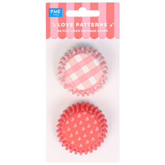 PME Valentijns Mini Cupcake Vormpjes met Folievoering - Love Patterns 60 st