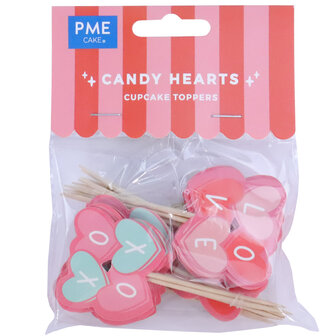 PME Valentijns Taarttoppers - Candy Hearts, 24 stuks