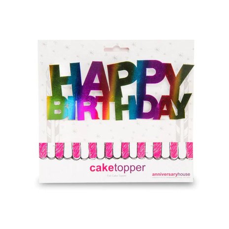 AH Rainbow Happy Birthday Cake Topper Foil