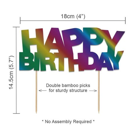 AH Rainbow Happy Birthday Cake Topper Foil