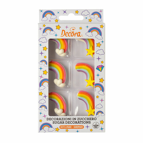 Decora Sugar Decorations Rainbow Pk/6