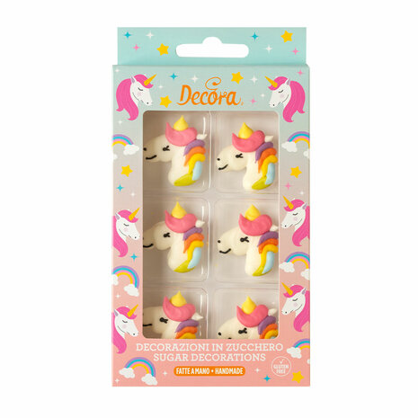 Decora Sugar Decorations Unicorn 6st - 3 cm 