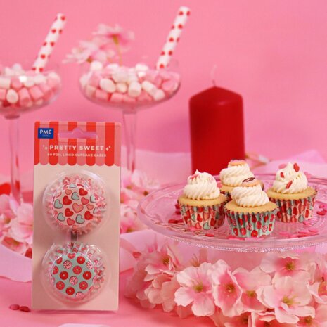 PME Sweet Love Cupcake Vormpjes met Folievoering - 60 stuks