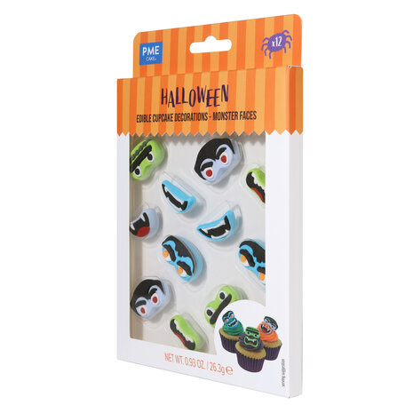 PME Halloween Suikerdecoraties - Monster Gezichten (12 stuks)