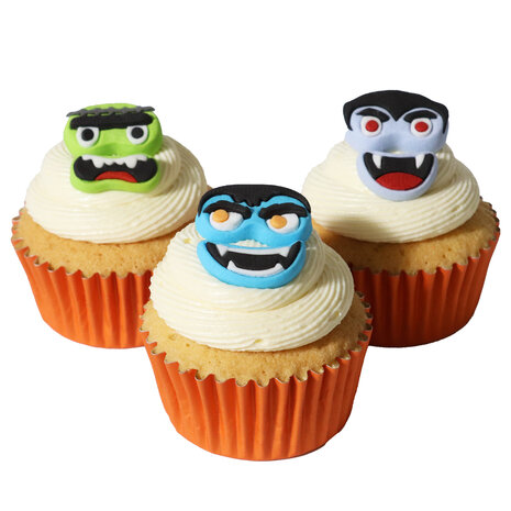 PME Halloween Suikerdecoraties - Monster Gezichten (12 stuks)