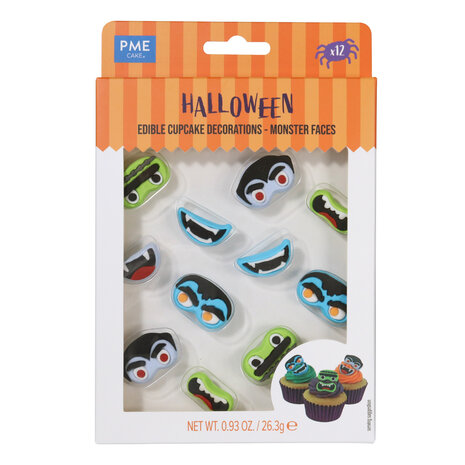 PME Halloween Suikerdecoraties - Monster Gezichten (12 stuks)