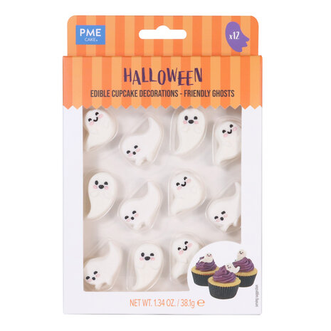 PME Halloween Suikerdecoraties - Vriendelijke Spoken (12 stuks)