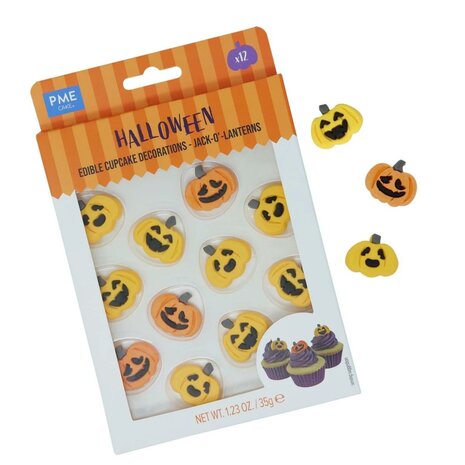 PME Halloween Suikerdecoraties Pompoenen (12 stuks)