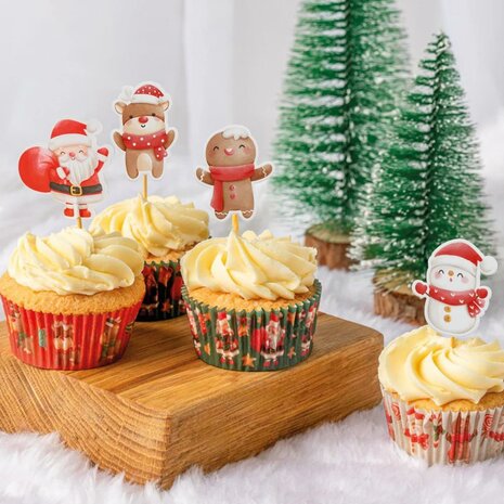 AH ​​​​​​​Santa and Friends Cupcake Toppers pk/12