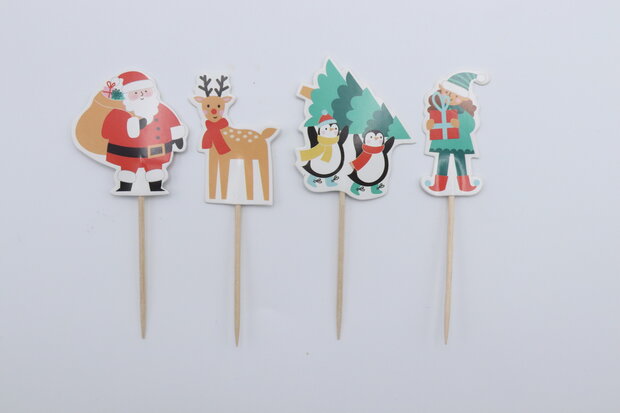 PME Kerst Taarttoppers - Kerstman & Vrienden (24 stuks)