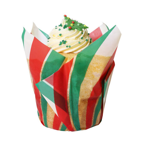 PME Kerst Tulpmuffinvormpjes - Candy Cane (24 stuks)