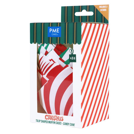 PME Kerst Tulpmuffinvormpjes - Candy Cane (24 stuks)