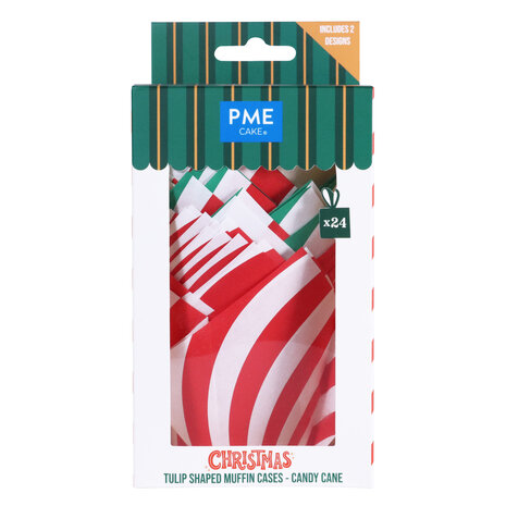 PME Kerst Tulpmuffinvormpjes - Candy Cane (24 stuks)