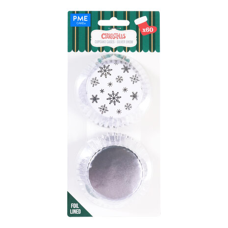 PME Kerst Cupcake Vormpjes - Zilveren Sneeuw (60 stuks)