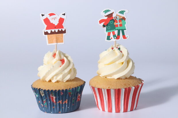 PME Kerst Cupcakevormpjes & Topper Set/24 - De Kerstman