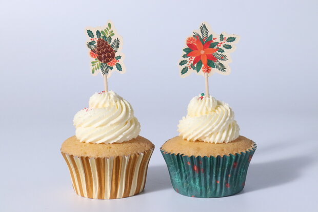 PME Kerst Cupcakevormpjes & Topper Set/24 - Winter Bessen