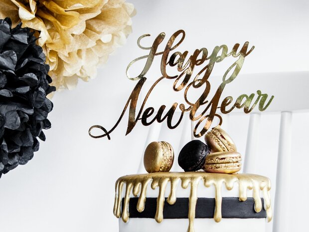 PartyDeco Topper Happy New Year 24cm - Goud