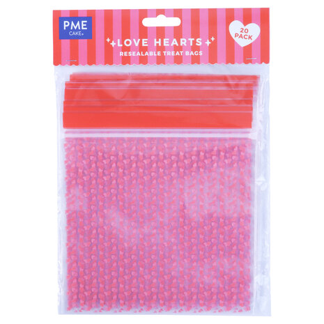 PME Valentijns Feestzakjes - Love Hearts, Vierkant, 20 stuks