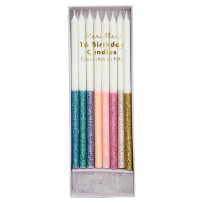 Meri Meri Mixed Glitter Dipped Candles pk/16