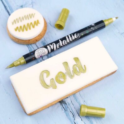 Sweet Stamp Stift Eetbare Inkt Dubbelzijdig Metallic Goud