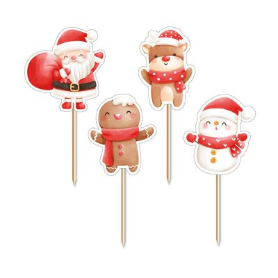 AH ​​​​​​​Santa and Friends Cupcake Toppers pk/12