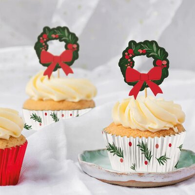 AH Merry Christmas Wreath Cupcake Kit Set/28